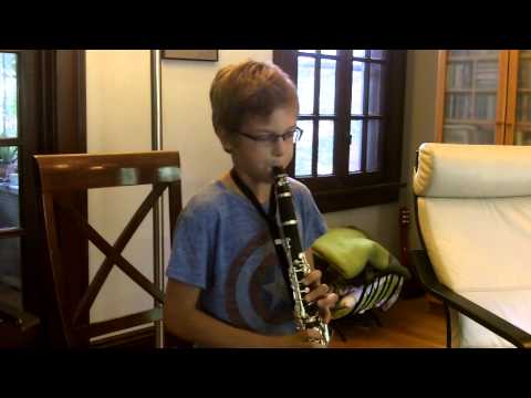 Myles plays the theme song to Peter Gunn on his new clarinet