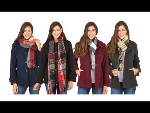 Haute Edition Women's Wool-Blend Car Coat with Free Gift Scarf. Plus Sizes Available. - Second Medium