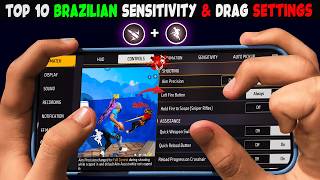 Top 10+ Brazilian Sensitivity & Drag + OneTap Headshots settings☠️ No Need to Paid Sensi | Free Fire