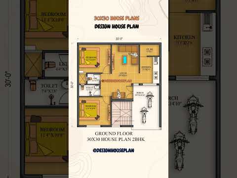 30x30 house plan with 2 bedrooms 900 sqft house plan #2bhk #houseplan #designhouseplan #floorplans