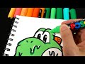 Drawing Yoshi with Posca Markers! Drip Effect! (#Shorts)