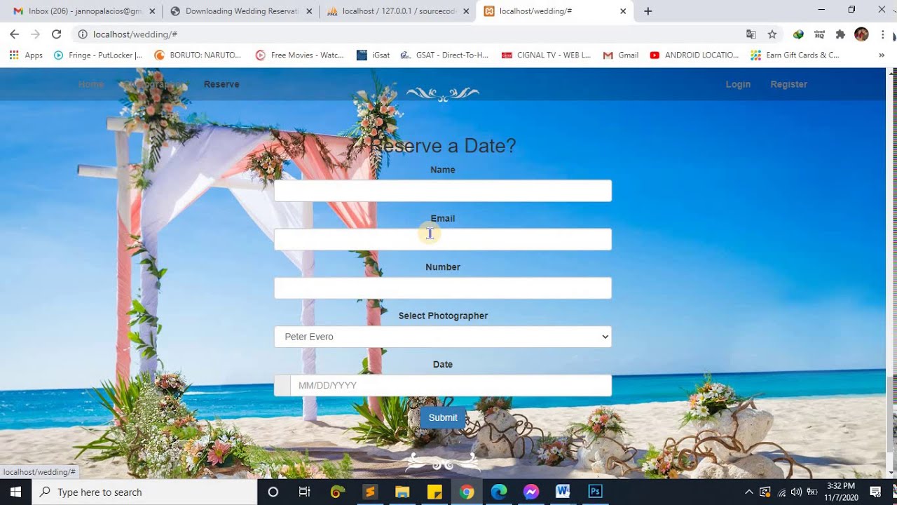 Wedding Reservation Management System in PHP Demo