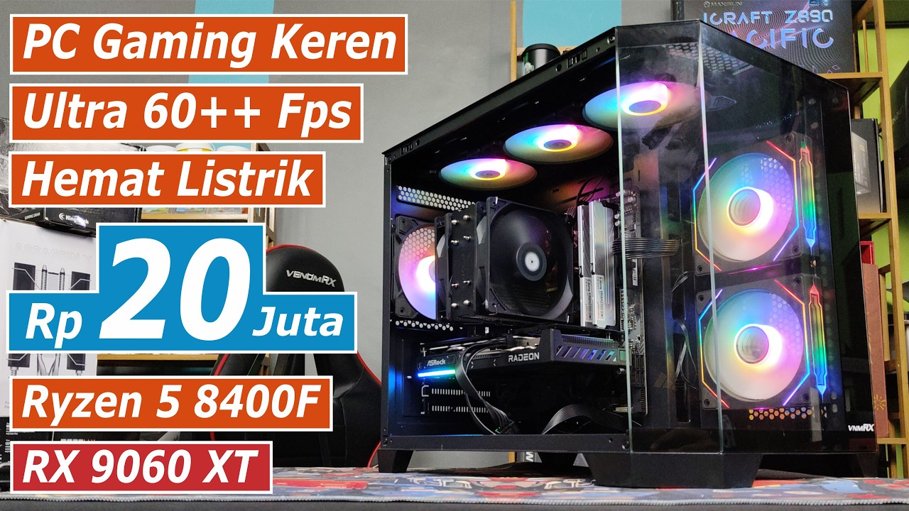Rakit PC 20 Juta Full AMD untuk Gaming 2K Rata Kanan with Ryzen 5 8400F + RX 9060 XT