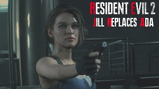 Resident Evil 2 Remake - Jill Replaces Ada Wong Mod Death Scene - Leon Jacket Resident Evil 4 Mod