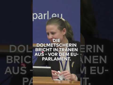 Video Thumbnail: DOLMETSCHERIN bricht in TRÄNEN aus - UKRAINISCHES KIND spricht vor EU-Parlament! #shorts