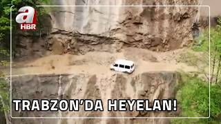 Trabzon'da sağanak heyelana neden oldu! Yamaçtan kopan toprak yola akt