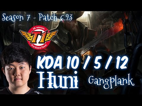 SKT T1 Huni GANGPLANK vs POPPY Top - Patch 6.23 KR Ranked