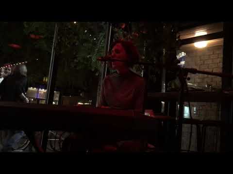 Marie-Noëlle performing "whostalking" open mic at local legend May 2019