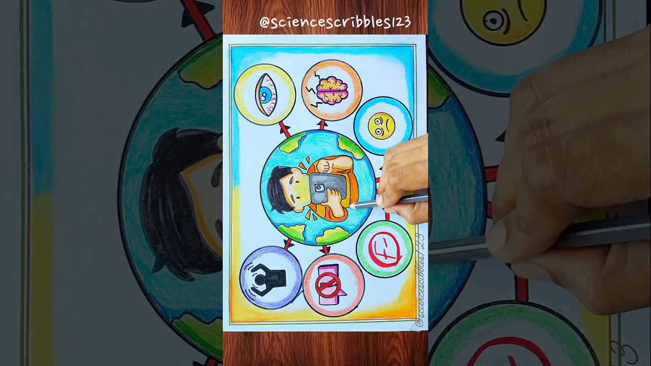 Social Media Addiction Drawing #posterdrawing #drawing #howtodraw #awareness #children #health #art