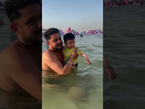 Gudda enjoying at jbr beach in Dubai with daddy#dhriti#love#father daughter#dubailife#abudhabi
