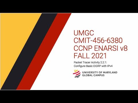 UMGC - Fall 2021 CMIT-456 CCNP ENARSI v8 Packet Tracer Tutorial 2.2.1: Configure EIGRP for IPv4