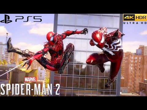 Red Symbiote Surge Peter And Absolute Carnage Miles vs Sandman - Spider-Man 2 PS5 4K60FPS  GAMEPLAY