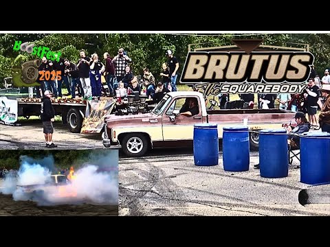 Crazy Burnout!! "Brutus The Squarebody" Burst into flames...BOOST FEST 2025 Skelton Raceway