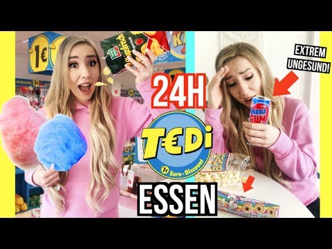 nur 1€ TEDI LADEN ESSEN für 24 STUNDEN essen! *Food Challenge* Video