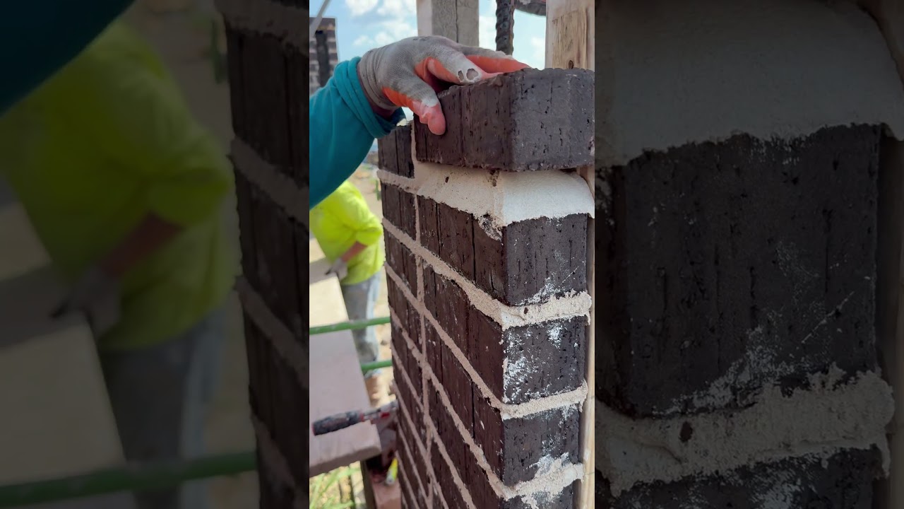 Bricklaying! New construction wall being built! #bricklaying #satisfying #asmr #fy #fyp #shorts