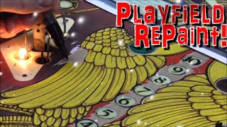 Repainting The Playfield Of This DESTROYED Bally 'Lost World' Pinball Machine!