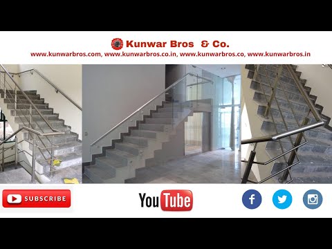 Silver stairs staircase stainless steel railing, for residen...