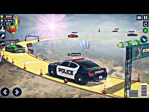 US Police Car Driving Stunts Racing 2023 || Impossible Ramp Car Simulator 3D || Unique Games