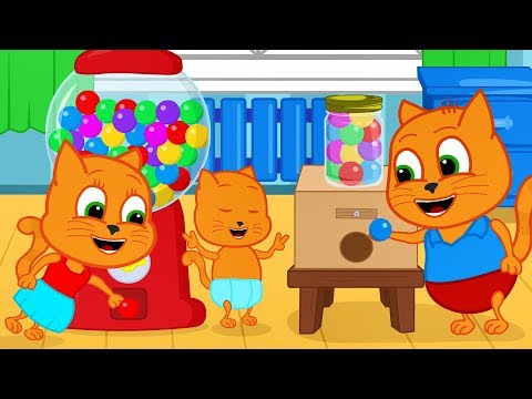 Família de Gatos - Novo Máquina de Chicletes Desenho Animado em Português Brasil