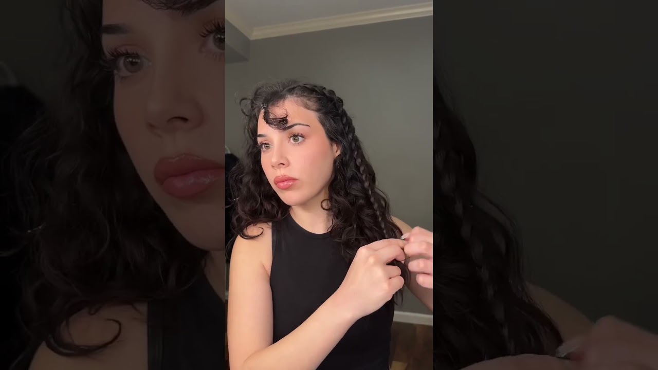 half up half down dutch braids💕 #curlyhair #hairstyle #heatlesshair #braids #hairtutorial #fyp