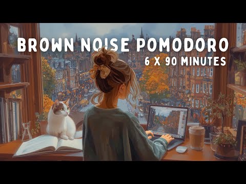 10 Hour Pomodoro | 90/10 Intervals | with Brown Noise for ADHD Focus 🍂📚