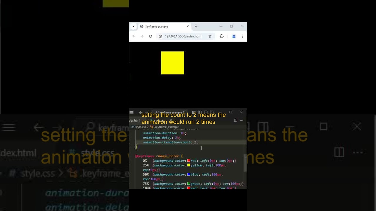 CSS Animation Tutorial:Keyframe Animation example-3 || Animation-delay and Animation-iteration-count