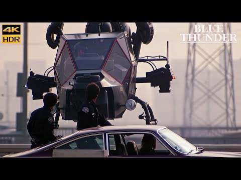 Blue Thunder (1983) Shooting Police Car The Bridge Scene Movie Clip 4K UHD HDR Dolby Roy Scheider