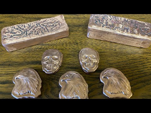 Hand Pouring Some Copper Ingots, Skulls, and Eagles