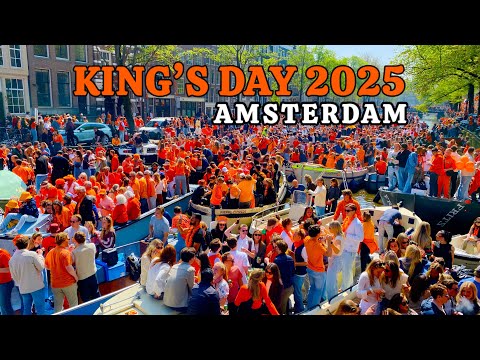 👑 AMSTERDAM KING’S DAY 2025 ft. Traffic Jam at AMSTERDAM CANALS [4K video] 🇳🇱