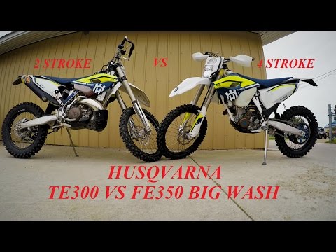 Husqvarna TE300 vs FE350 Race Down the Wash