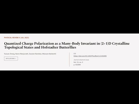 Quantized Charge Polarization as a Many-Body Invariant in (2+1)D Crystalline Topologi... | RTCL.TV