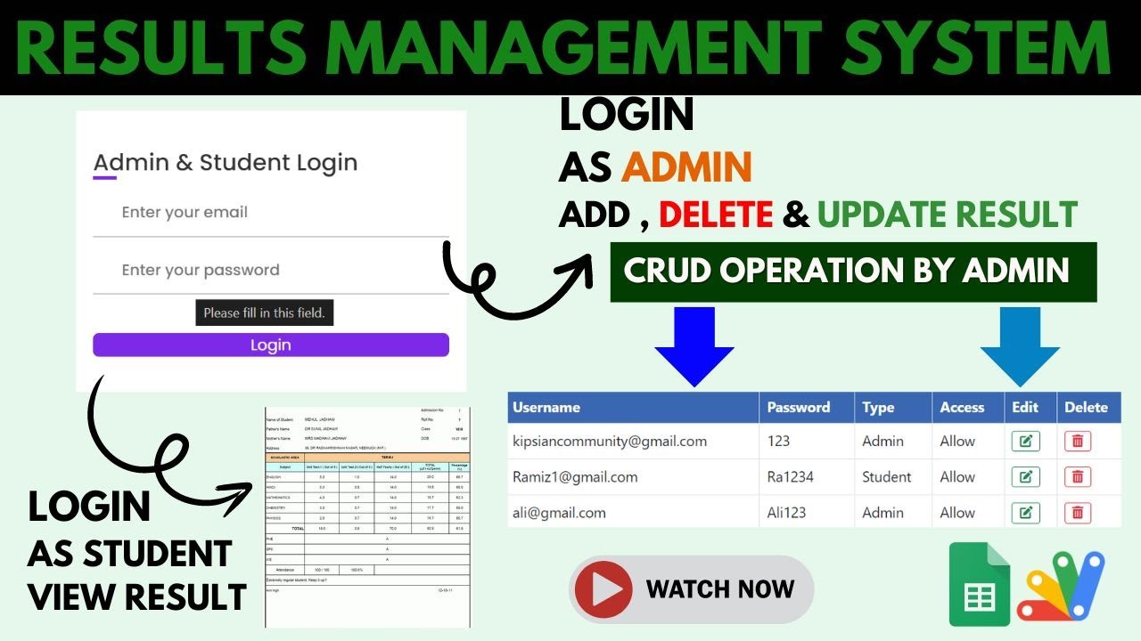 Student Result Management System | Online School Result Using Google Sheet and Apps Script | B21