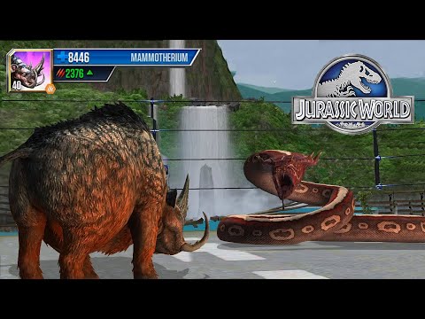 MAMMOTHERIUM VS GIGANTOPHIS - GLACIER BATTLE || JURASSIC WORLD THE GAME