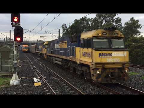 NR106 and NR43 haul the Indian Pacific through Rooty Hill