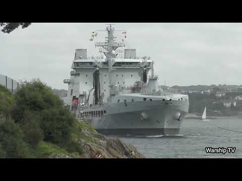 RFA TIDESURGE A138 ENTERS DEVONPORT NAVAL BASE AT ARTILLERY TOWER 11-8-23