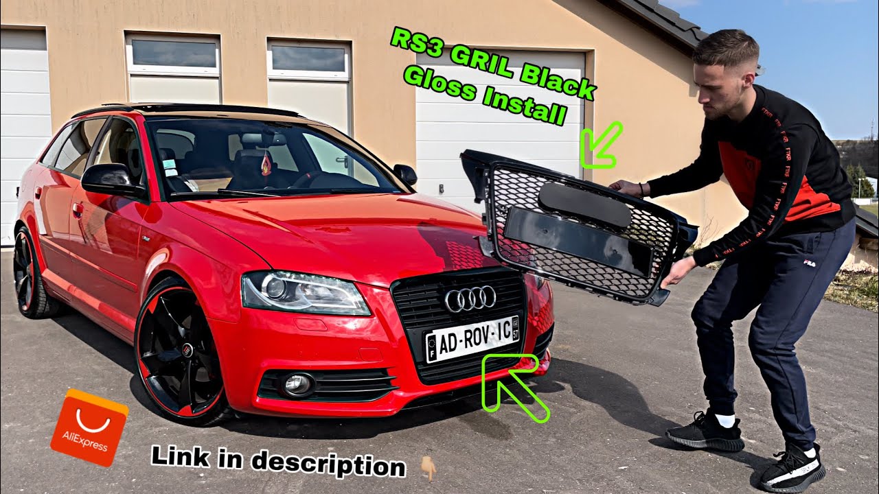 Install RS Grill/Calandre Black Gloss Nid d’abeille Audi A3 8P Sportback ( AliExpress )