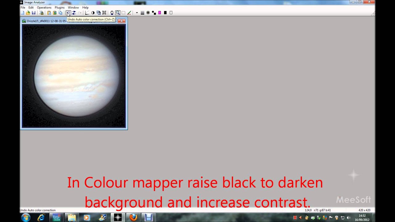 Processing Jupiter with Image Analyser tutorial.