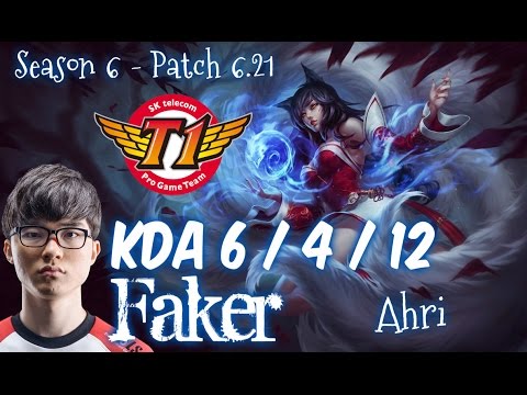 SKT T1 Faker AHRI vs SYNDRA Mid - Patch 6.21 KR Ranked
