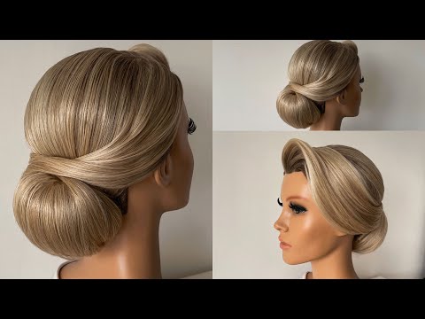 Wedding hairstyle. Smooth clean low bun.