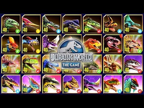 ALL LEGENDARY MAX LEVEL 40 DINOSAURS UNLOCKED (JURASSIC WORLD)