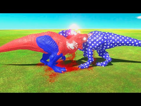 SPIDER-MAN vs CAPTAIN AMERICA T REX DEATHRUN - Animal Revolt Battle Simulator