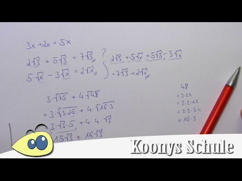 Wurzeln addieren, Wurzelterme vereinfachen, partielles Wurzelziehen | Klasse 9
