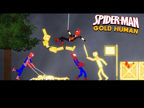 Spiderman Spider-Verse vs Golden Human in People Playground