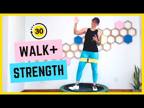 30 Min Rebounder Walk Workout | Low Impact Cardio + Strength (No Jumping) 124bpm thumbnail