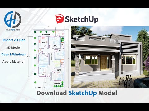 Architectural 2D Floor plan to making 3D Exterior Model in SketchUp
