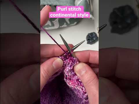 How to purl stitch continental style for beginner knitters.