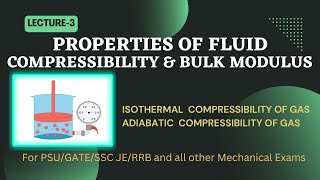 Fluid Mechanics || Lecture 3 || Introduction to Fluid Mechanics || Compressibility and Bulk Modulus