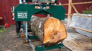 Milling a Giant Spruce on my Sawmill