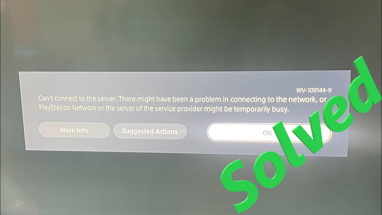 Fixed PS5 Error Code WV-109144-9 | Can't connect to the server
