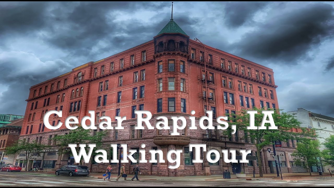 Immersive street-level walking tour through Cedar Rapids Downtown, United States, showcasing authentic urban landscapes, local architecture, and the vibrant atmosphere of the city's neighborhoods
